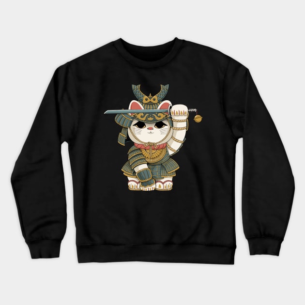 Lucky Cat Samurai Crewneck Sweatshirt by ppmid